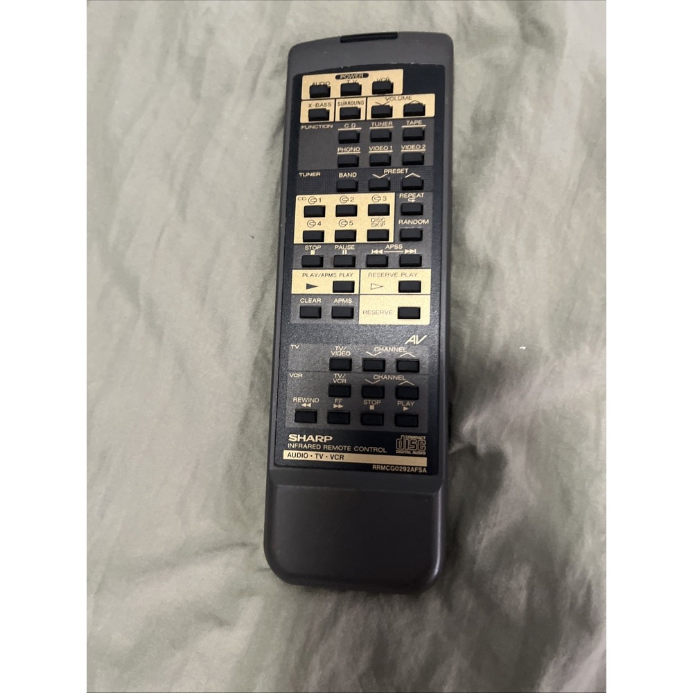 SHARP Infrared REMOTE CONTROL Audio TV VCR RRMCG0292AFSA Tested